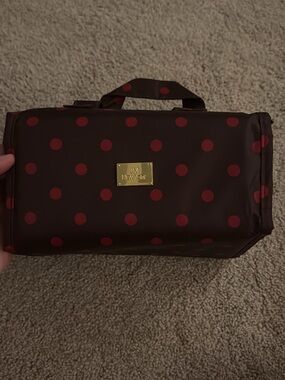 JM New York Brown Polka Dot Travel Cosmetic Bag